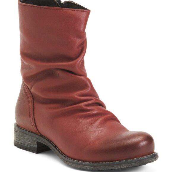 NEW ERIC MICHAEL Made In Portugal Leather Waterproof Dana Booties bordeaux 663tn - Picture 1 of 5